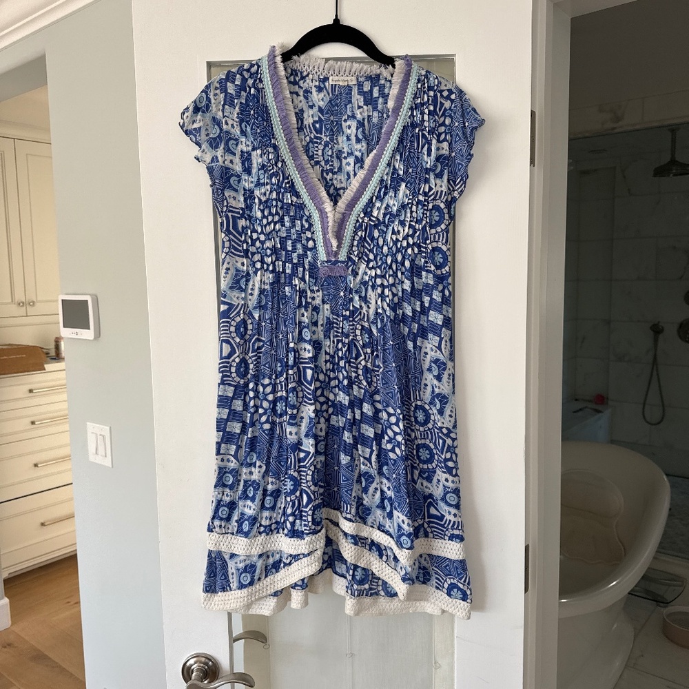 Blue and white dress